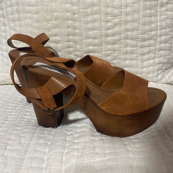 Steve Madden Lulla Black Suede Leather Platform Sandals - Picture 5 of 9